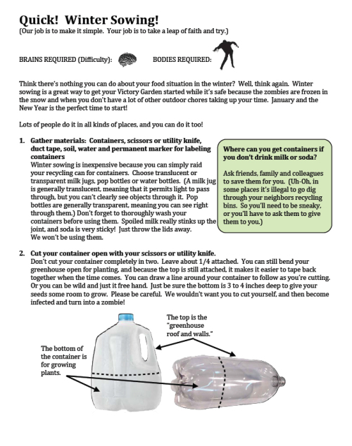 Quick! Winter Sowing! From Quick! Plant Something gardening guide Issue #2