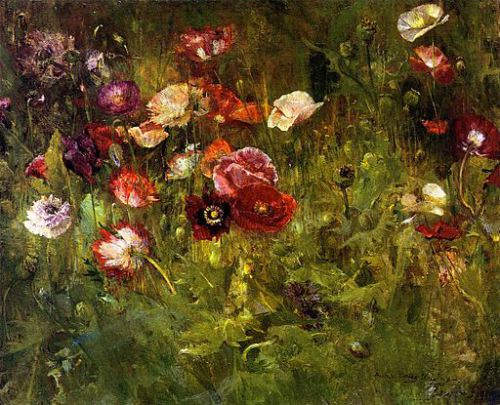 A Bed of Poppies, Maria Oakey Dewing, 1909. Via Wikimedia Commons (public domain).