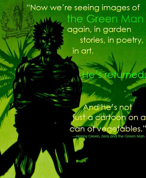 A Zera and the Green Man Pinterest pin by Lisa Repka. Green Man drawing by Mike Beenenga.