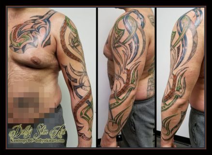 tribal tattoos green and brown